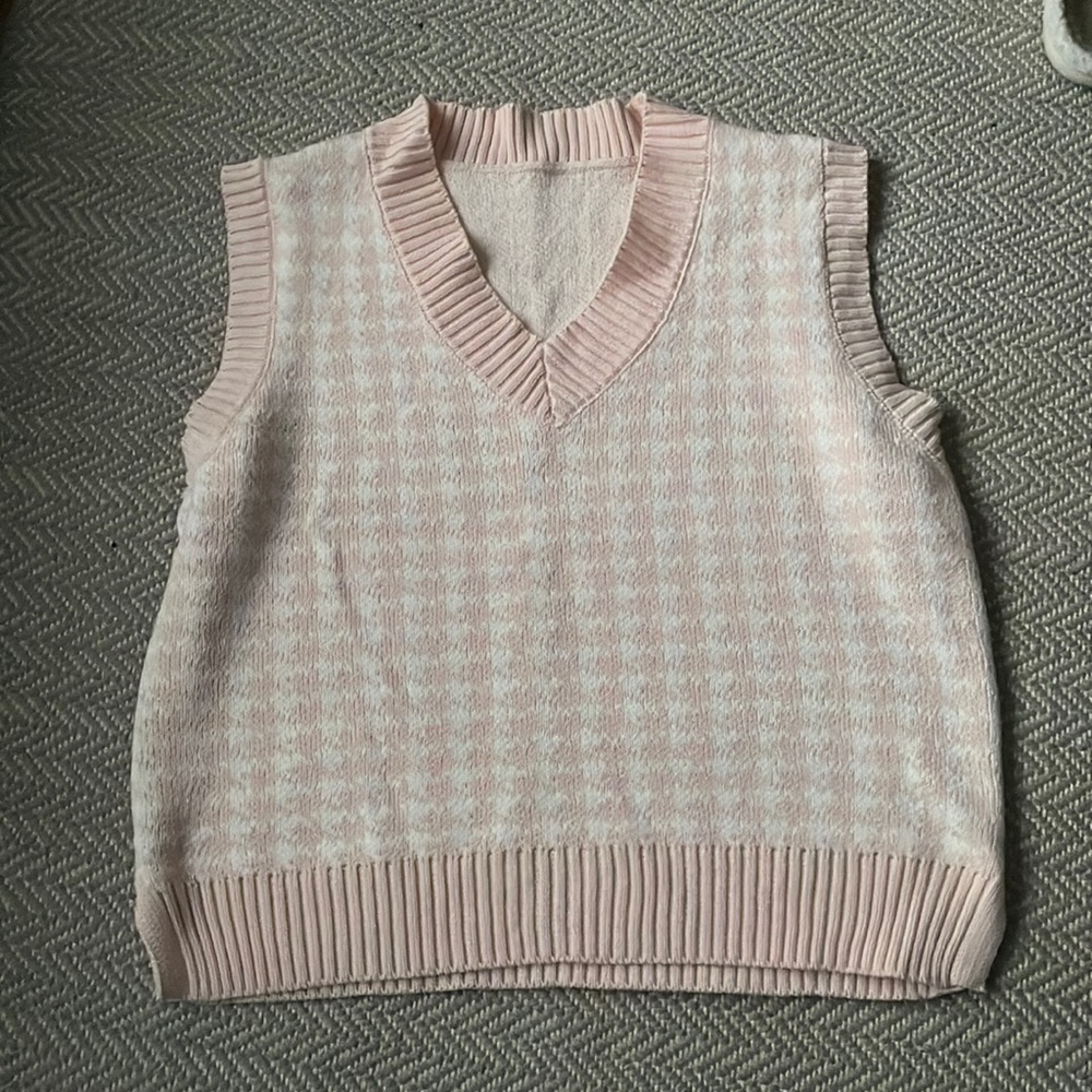 Pink and white sweater vest